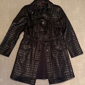 Women's Nina Mclemore Black Embossed trench Coat 6